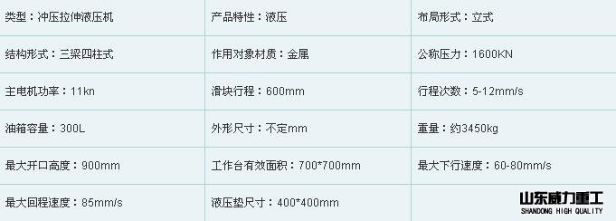 不锈钢制品拉伸压力机的参数